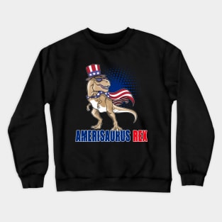 Amerisaurus Rex T-Rex Dinosaur 4th Of July Crewneck Sweatshirt